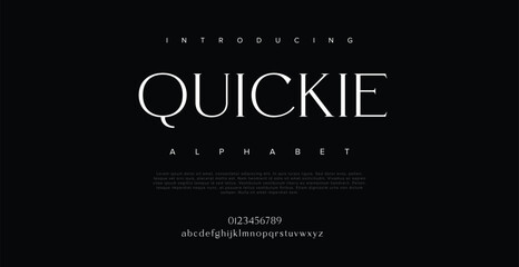 Quickie Creative modern liquid alphabet display font vector. Unique trendy typography style