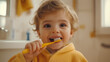 © Ramses - happy smiling little boy brushing his teeth by Toothbrush