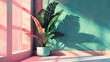 © RocknRoller Studios - Serene Indoor Plant in Sunlit Modern Minimalist Room