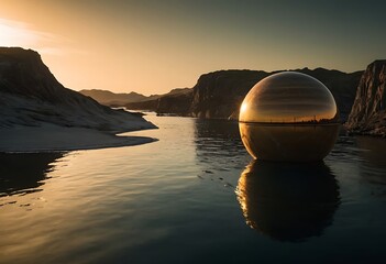 Wall Mural - a planet tidally locked to its star, with one side perpetually bathed in light and the other in eter