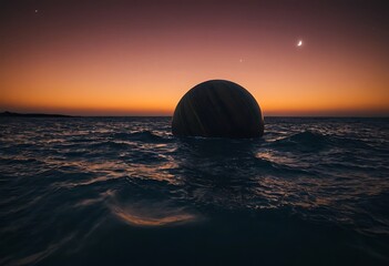 Wall Mural - a planet tidally locked to its star, with one side perpetually bathed in light and the other in eter