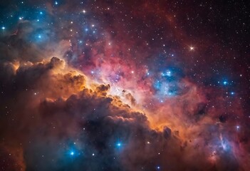 Wall Mural - a dense cluster of young, bright stars surrounded by clouds of gas and dust, illuminating the space 