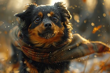 Poster - Dog Portrait in the Winter Forest