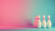 © Tati - Group of bowling pins arranged against colorful gradient background