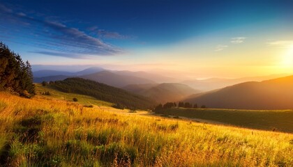 Wall Mural - mountain landscape in morning danzwiesen milseburg rhon mountain range hesse germany