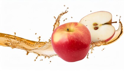 Wall Mural - splash juice with apple isolated on white