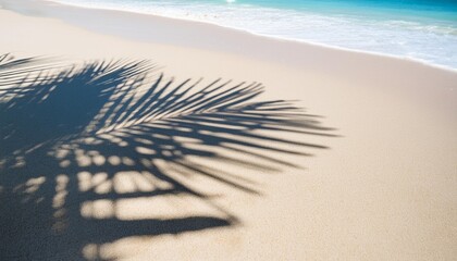 Wall Mural - palm leaf shadow and white sandy beach