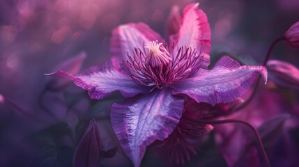 Wall Mural - Pink and purple clematis flower