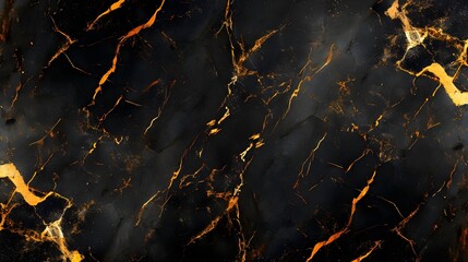 Wall Mural - Black marble texture background with golden veins