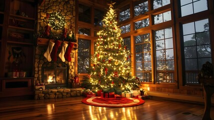 Wall Mural - Christmas tree with decorations