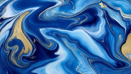 Wall Mural - abstract marbleized effect background blue creative colors beautiful paint with the addition of gold