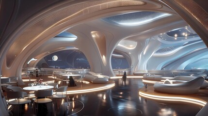 Wall Mural - Interior of futuristic restaurant