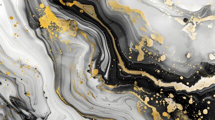 Wall Mural - Marble ink paper texture in black, grey, and gold
