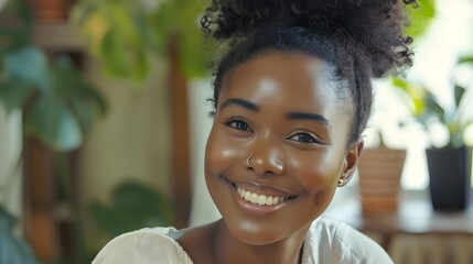 Wall Mural - Portrait of an attractive smiling young African woman