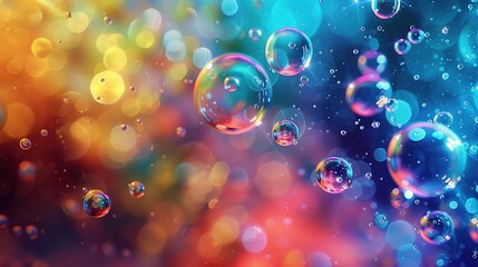 Wall Mural - Colorful Bubbles Background: Abstract, Bokeh, Rainbow, Liquid