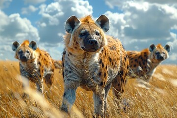 Poster - Hyenas in the Wild: Three Hyenas Staring at the Camera