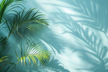 Wall Mural - abstract palm leaf shadow background for product presentation in spring and summer.