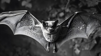 Black and white photo of a bat