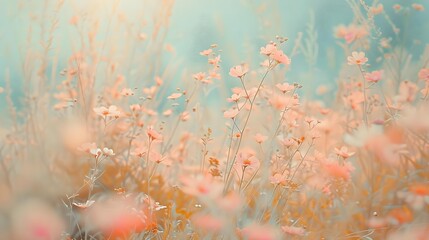 Meadow with wild flowers in the sunny summer