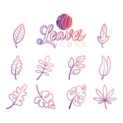 Canvas Print - Autumn leaves icons set Vector