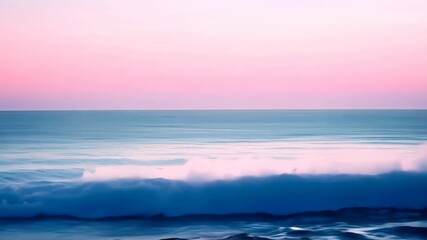 Wall Mural - Ocean waves with pink and blue sky