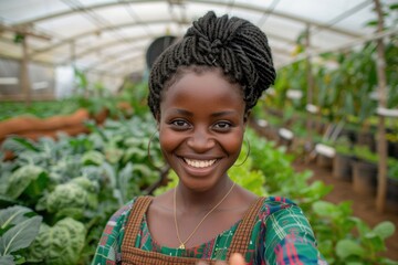 happy farming with sustainable small business in agriculture portrait of smiling farmer in africa.