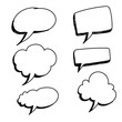 © Hand Drawn Icon - Set of empty comic speech bubbles Hand drawn doodle cartoon stickers. Vector illustration.