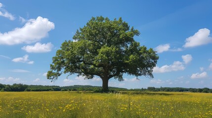 Wall Mural - Solitary Oak Tree in Full Summer Foliage