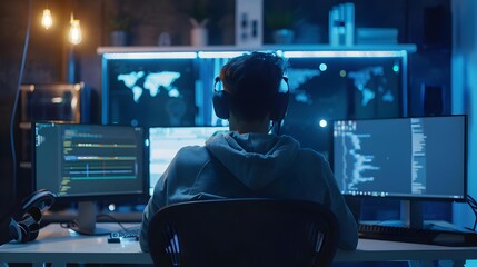 Programmer working in software development company