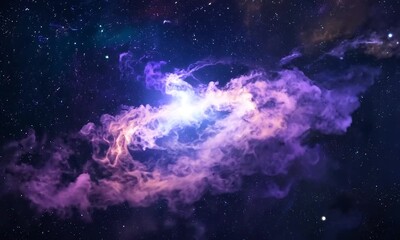 Wall Mural - Abstract cosmic canvas of swirling nebulae and distant galaxies bathed in starlight