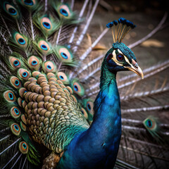 peacock with feathers, animal, blue, nature, feather, feathers, head, peafowl, wildlife, beautiful, 