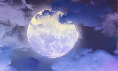 Wall Mural - Blue marble suspended in black abyss, glowing orb companion in cosmic dance