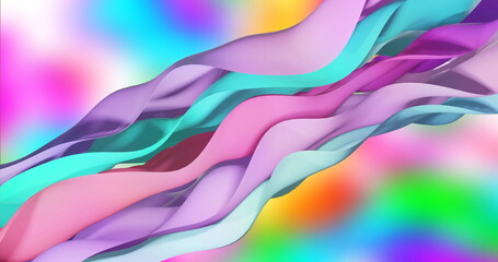 Poster - Image of multi coloured layers waving over vibrant background