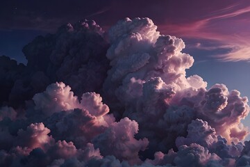abstract fantasy landscape purple cumulus clouds aesthetic backgroun generative ai