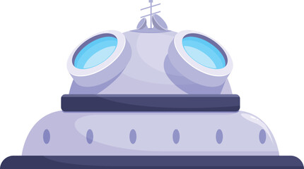 Wall Mural - cartoon spaceship is landing with its windows illuminated