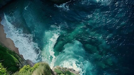 Wall Mural - View of the ocean and wild beach from above