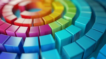 Aufkleber - 3D circular bar chart with colorful segments, showing data in a radial format.
