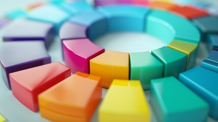 Aufkleber - 3D circular bar chart with colorful segments, showing data in a radial format.