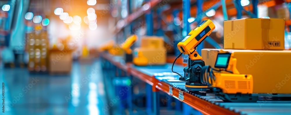 Warehouse with an advanced inventory management system and barcode ...