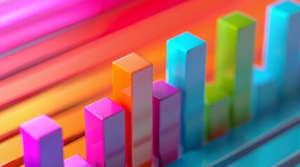 Aufkleber - 3D stacked bar graph showing quarterly earnings breakdown by product category.