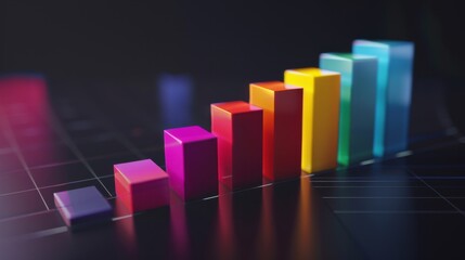 Aufkleber - 3D stacked bar graph showing quarterly earnings breakdown by product category.