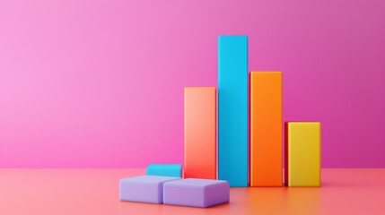 Aufkleber - 3D stacked bar graph showing quarterly earnings breakdown by product category.