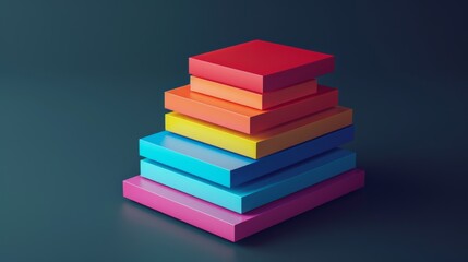 Poster - 3D stacked bar graph with layered segments in contrasting colors, depicting data categories.