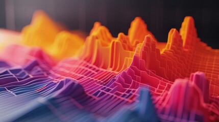 Poster - A 3D area chart with overlapping layers in different shades, depicting data trends over time.