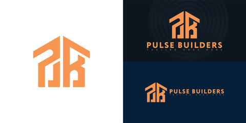 Wall Mural - Abstract initial letter PB or BP in orange color isolated on multiple background colors. The logo is suitable for modern construction company logo design inspiration templates.