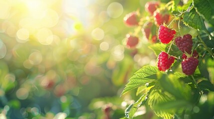 Sticker - Ripe Raspberries in the Sunlight