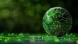 © TPS Studio - Futuristic Green Globe with Circuit Board Design Representing Technology and Environmental Sustainability