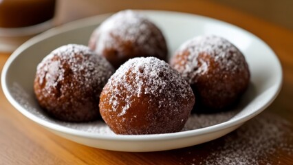 Wall Mural -  Deliciously dusted doughnut holes ready to be savored