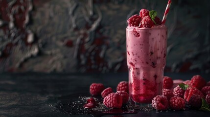 Canvas Print - Raspberry Smoothie in a Glass