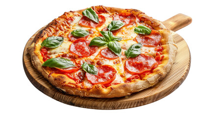 Margherita pizza on transparent background